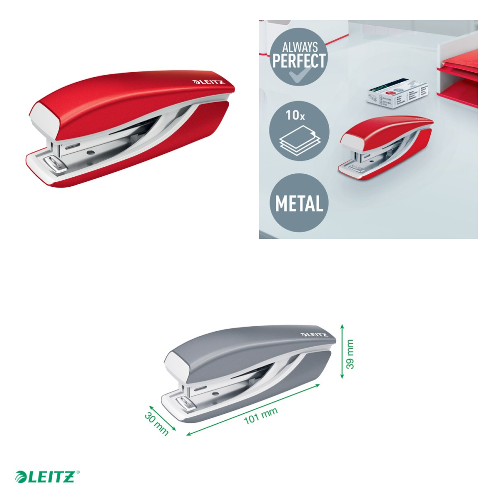 Capsator metalic Leitz WOW 5528 MINI NeXXt Series, capsare 10 coli, 1000 capse P2 incluse, rosu [4]