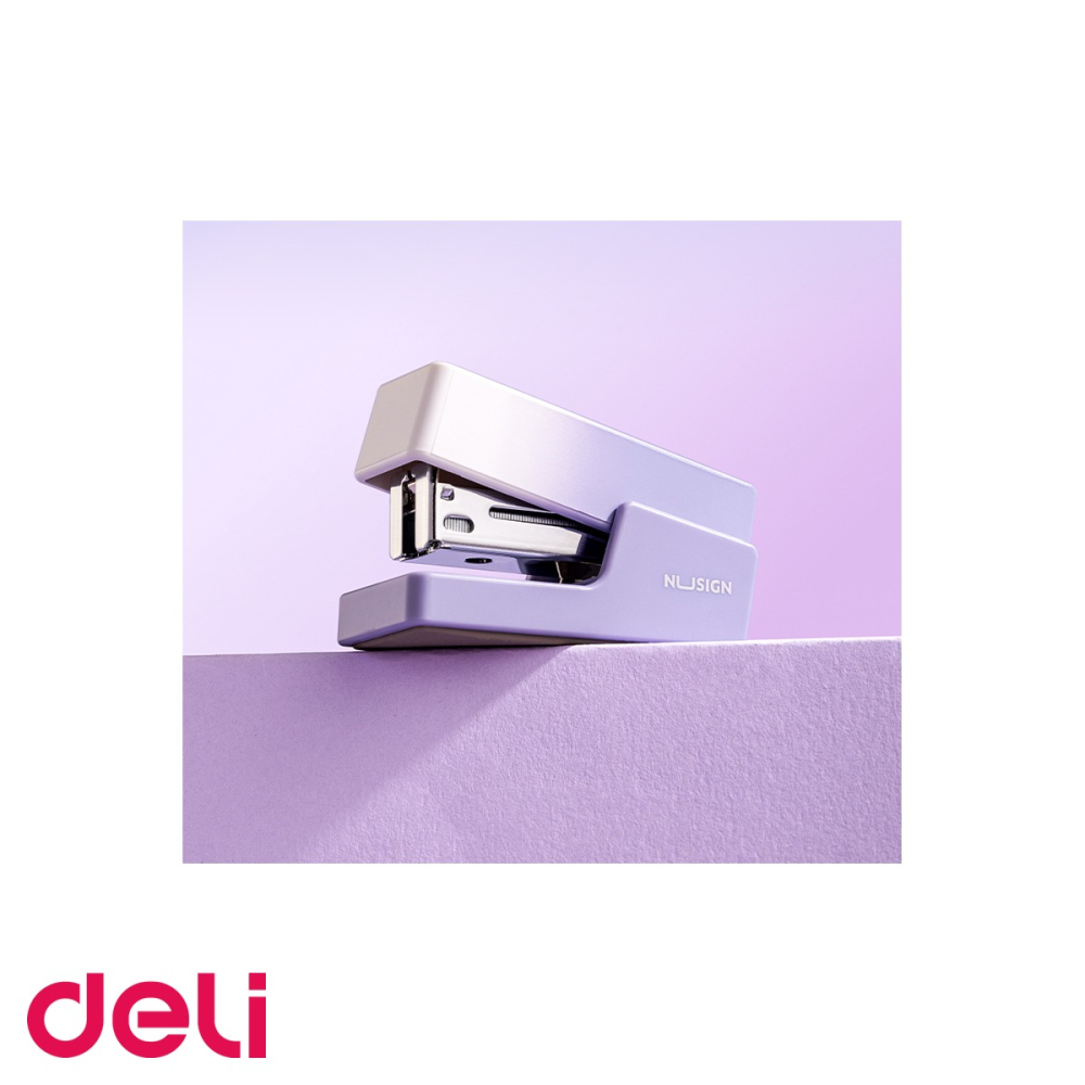 Capsator mini Deli NuSign, violet, capacitate 12 coli, capse 24/6 si 26/6, pentru birou si acasa [4]