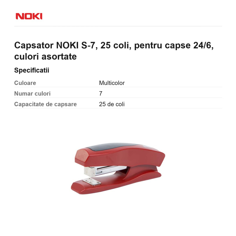 Capsator NOKI S-7, 25 coli, pentru capse 24/6, culori asortate [3]