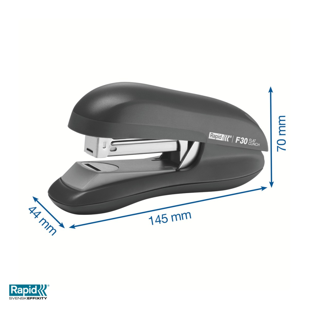 Capsator Rapid F30 cu capsare plata, 30 coli, pentru capse 24/6 si 26/6, negru [5]
