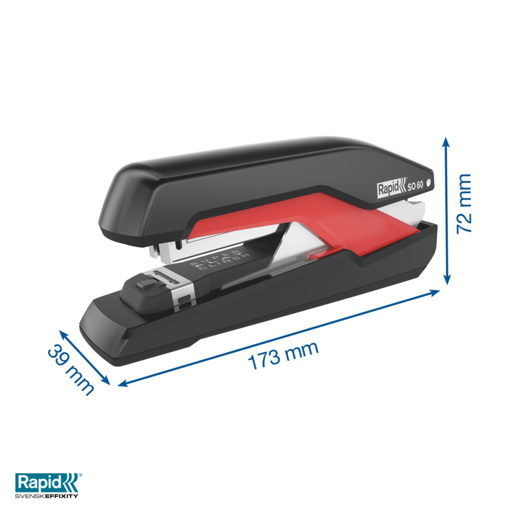 Capsator Rapid Supreme SO60 Omnipress, 60 coli, pentru capse Omnipress 60, 39x72x173 mm, rosu/negru [5]
