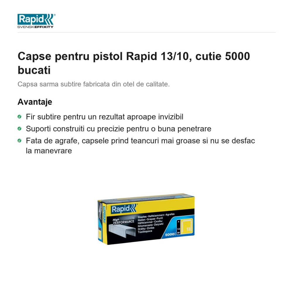 Capse pentru pistol Rapid 13/10, cutie 5000 bucati [2]