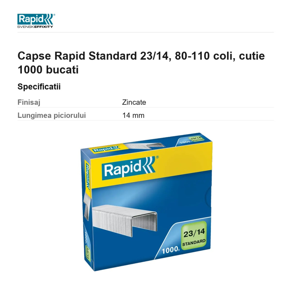 Capse Rapid Standard 23/14, 80-110 coli, cutie 1000 bucati [3]
