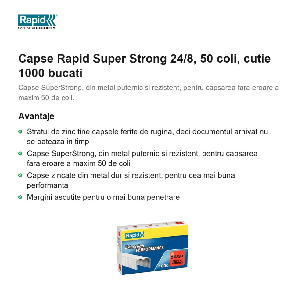 Capse Rapid Super Strong 24/8, 50 coli, cutie 1000 bucati [2]