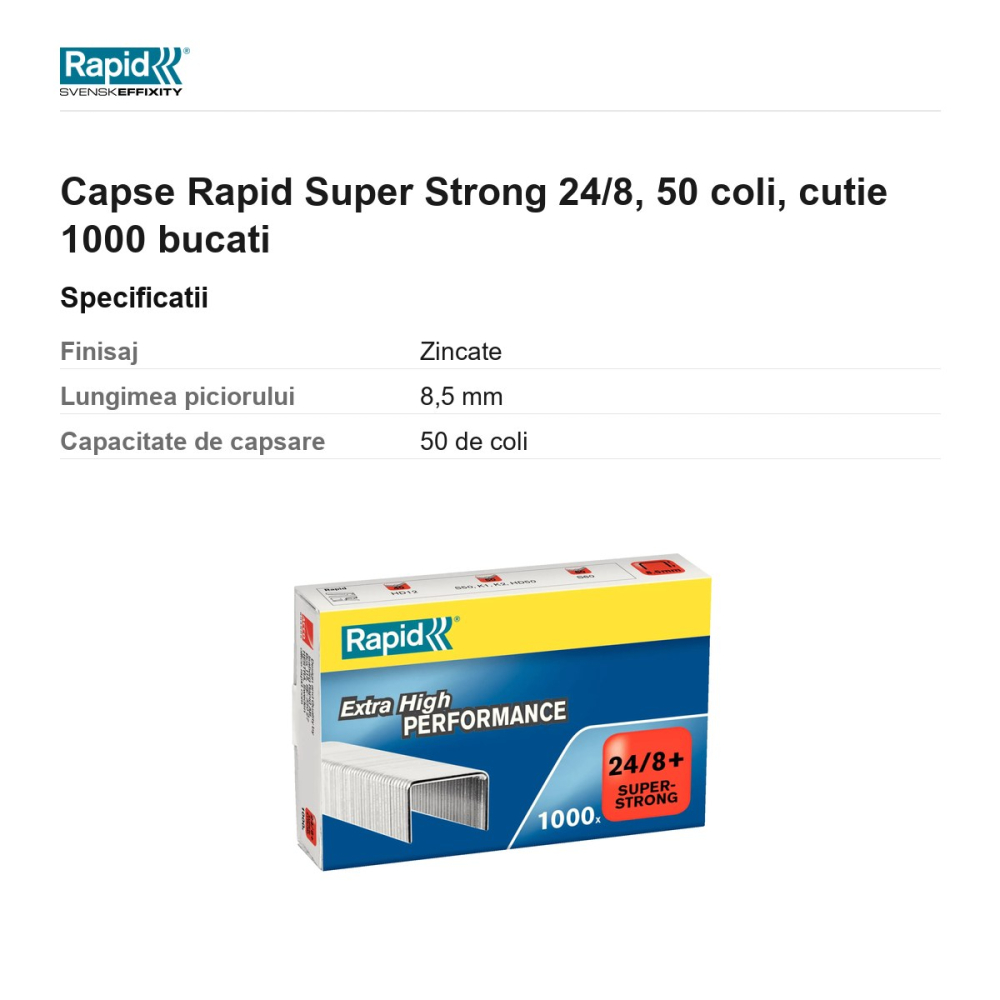 Capse Rapid Super Strong 24/8, 50 coli, cutie 1000 bucati [3]