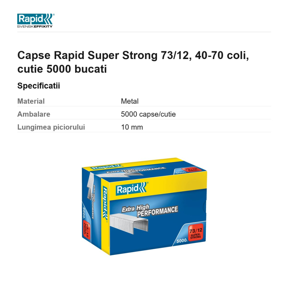 Capse Rapid Super Strong 73/12, 40-70 coli, cutie 5000 bucati [3]
