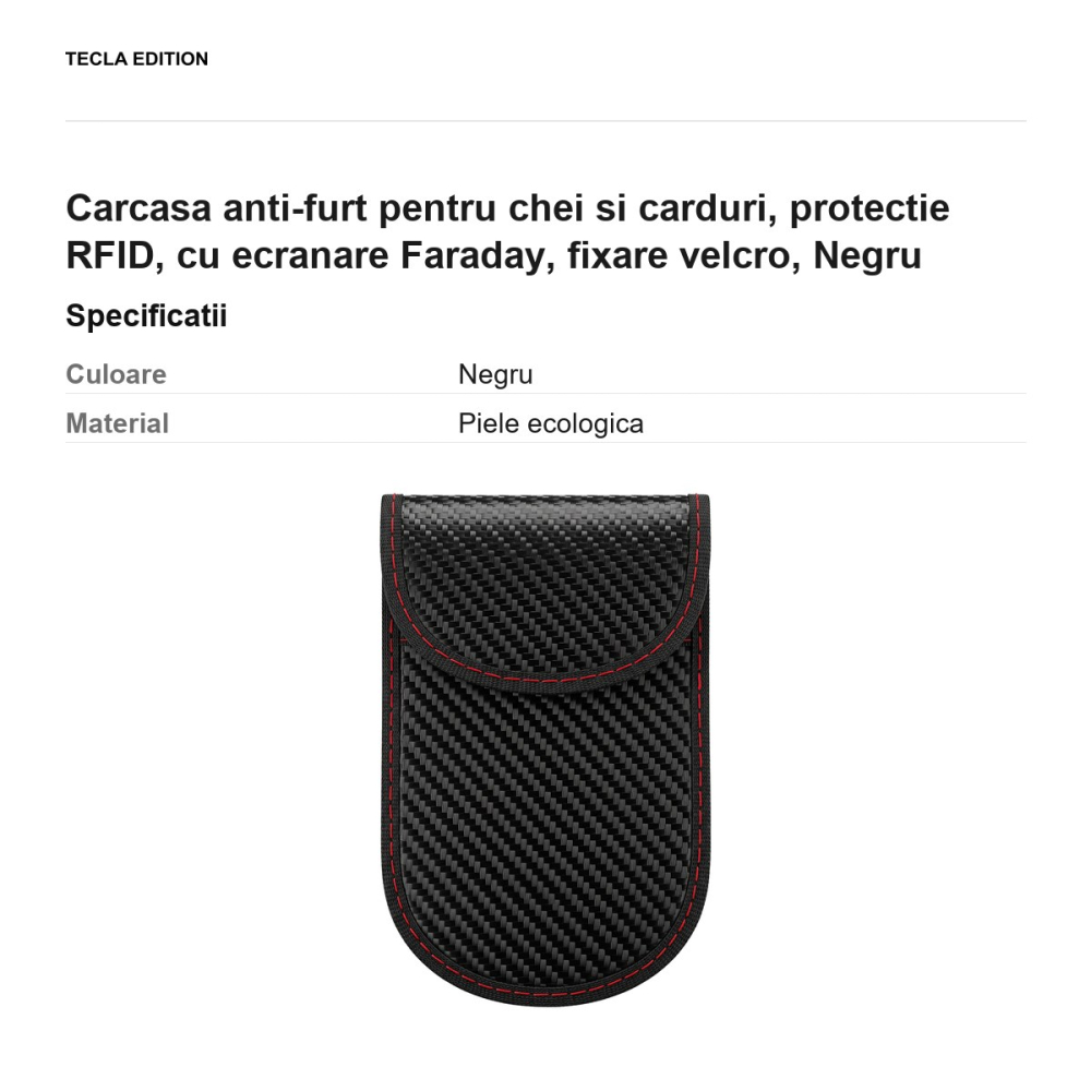Carcasa anti-furt pentru chei si carduri, protectie RFID, cu ecranare Faraday, fixare velcro, Negru [3]