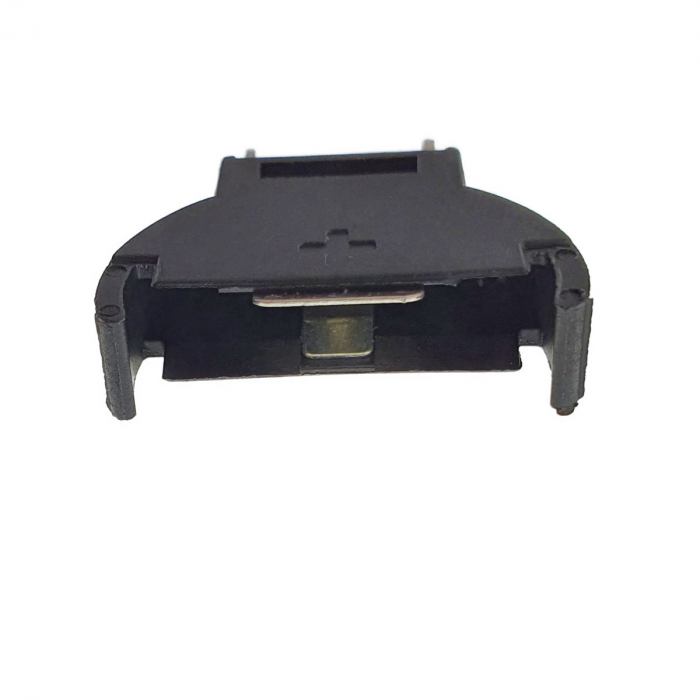 Carcasa cu suport si conectori cu 2 pini pozitivi si un pin negativ, pentru baterie CR2032, 23x21x6mm, din plastic negru [2]