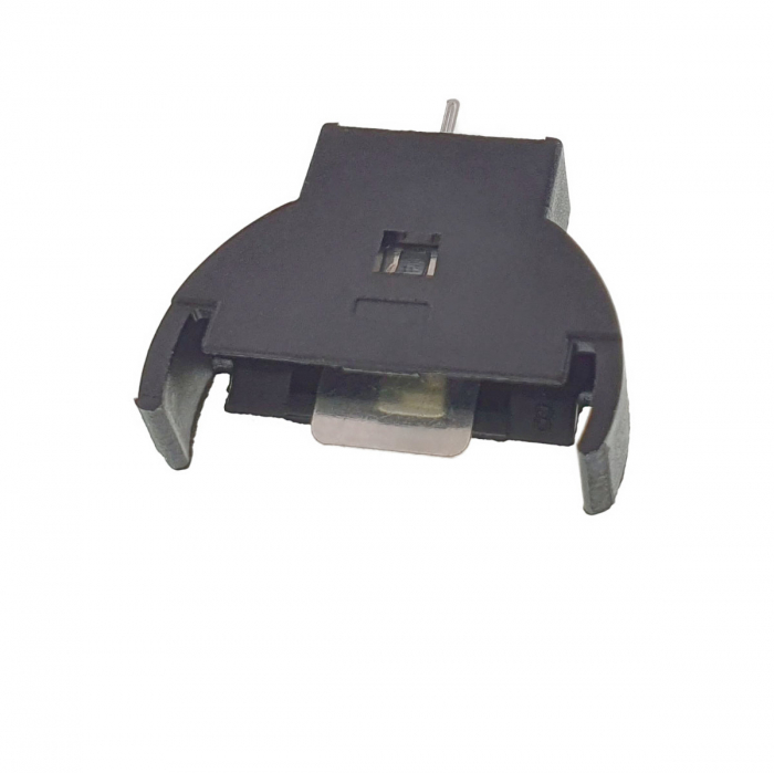 Carcasa cu suport si conectori cu 2 pini pozitivi si un pin negativ, pentru baterie CR2032, 23x21x6mm, din plastic negru [5]
