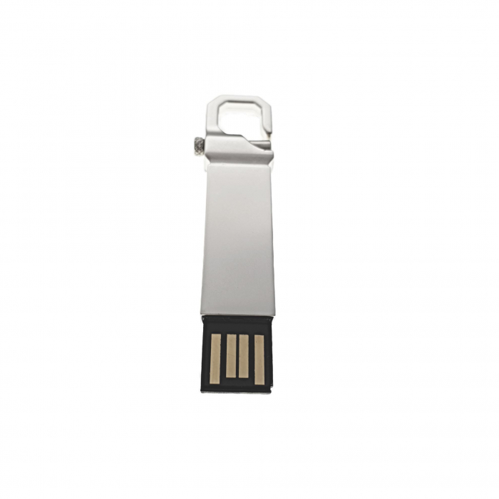 Carcasa USB-09 , pentru memorie USB, din metal , tip breloc cu carlig de prindere, argintie [4]