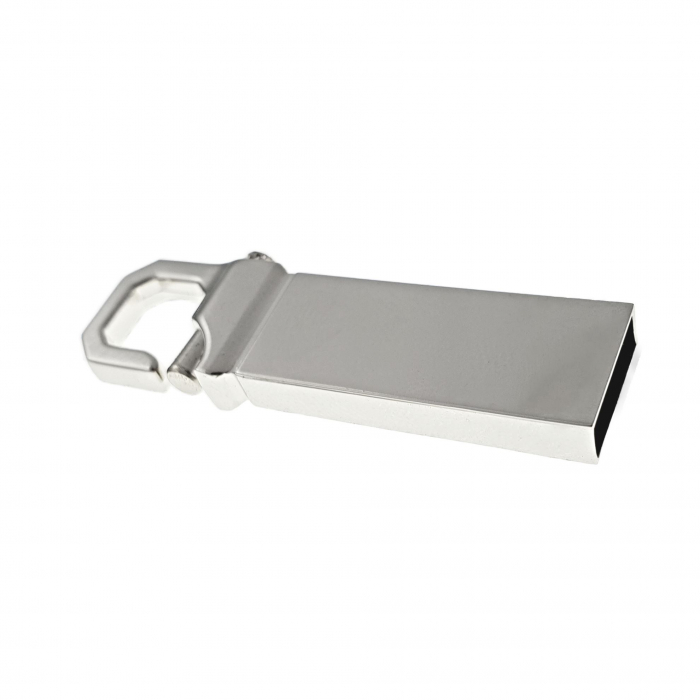 Carcasa USB-09 , pentru memorie USB, din metal , tip breloc cu carlig de prindere, argintie [2]