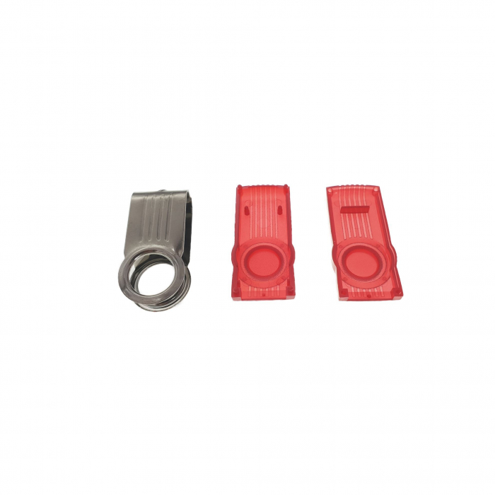 Carcasa USB-15R , pentru memorie USB, tip rotativ, din plastic si metal, rosie si argintie [3]