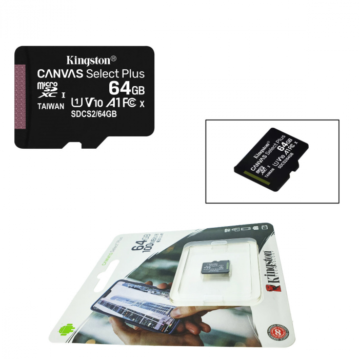 Card de memorie MicroSD, Kingston Canvas Select Plus, 64GB, UHS-I, 100MB/s, fara adaptor SD [2]