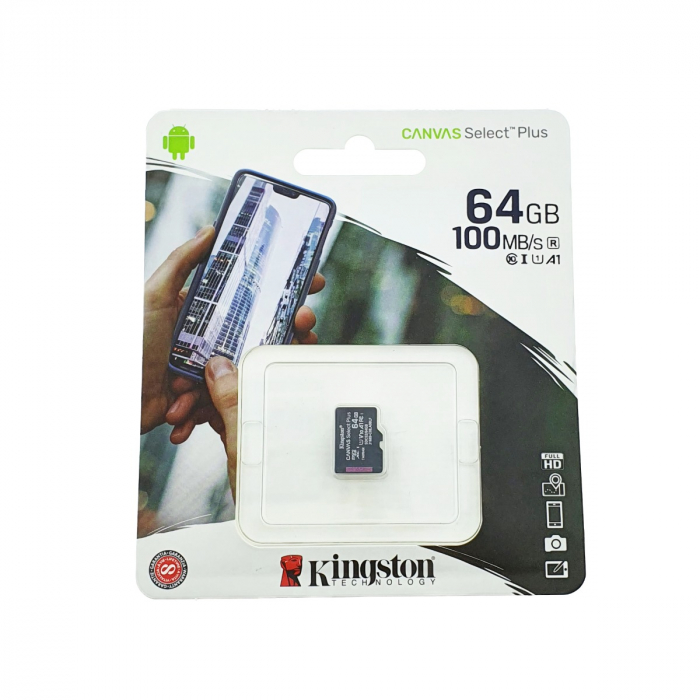 Card de memorie MicroSD, Kingston Canvas Select Plus, 64GB, UHS-I, 100MB/s, fara adaptor SD [3]