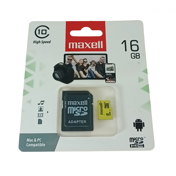 Card de memorie microSDHC 16 Gb clasa 10 UHS-I, Maxell 74523, cu adaptor SD [1]