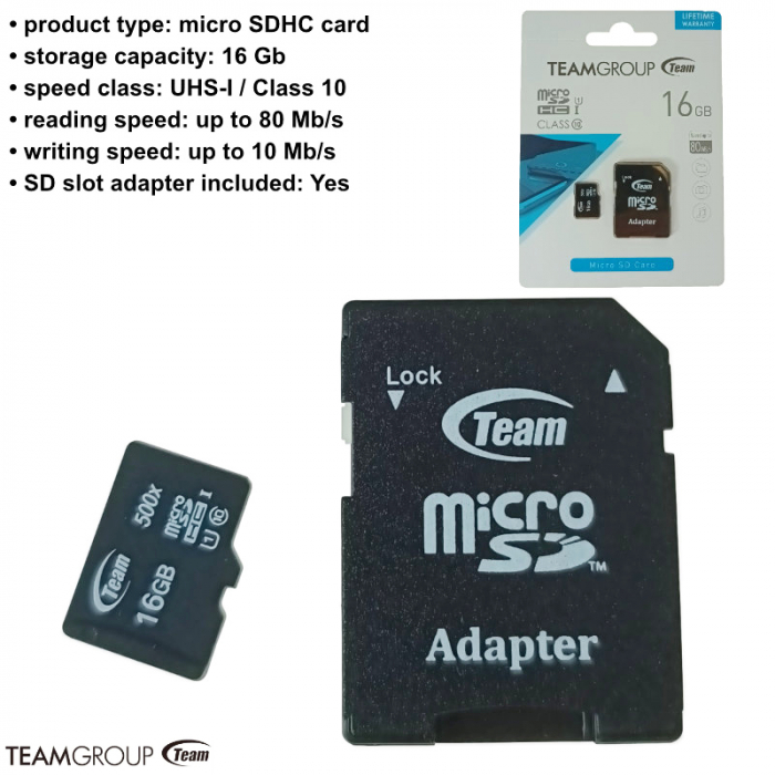 Micro SDHC 16GB UHS-I + Adaptor [6]