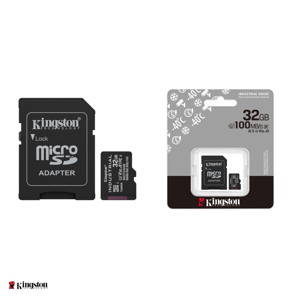 Card de memorie microSDHC Kingston Industrial, 32 GB, Class 10, UHS-I, U3, V30, A1, citire pana la 100 MB/s, NAND TLC in mod pSLC, functionare intre -40 si 85 °C, IPX7, adaptor SD inclus, SDCIT2/32GB [4]