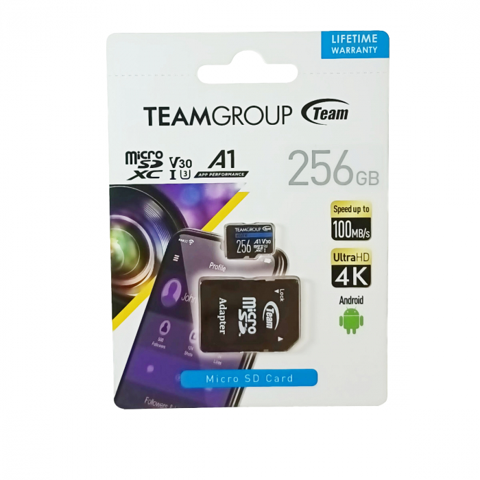 Card de memorie MicroSDXC 256Gb, UHS-I, TeamGroup Elite 64537, 100MB/s, UltraHD 4K, cu adaptor [2]