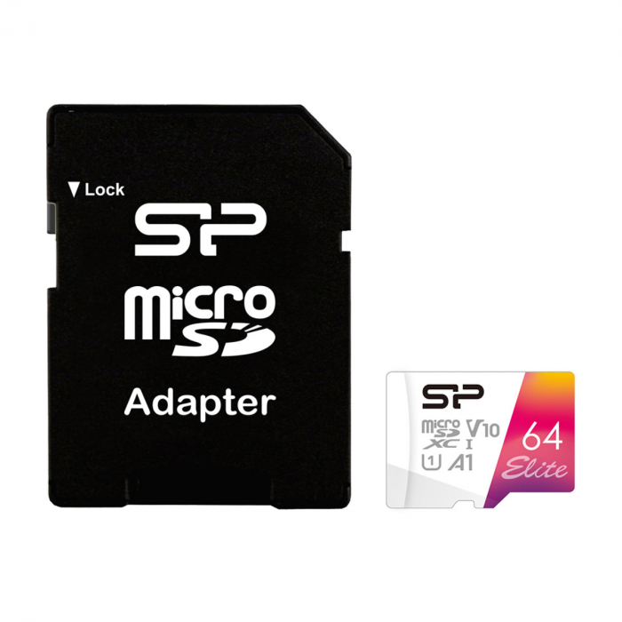 Card de memorie MicroSDXC 64 Gb, Silicon Power Elite, UHS-I U1, A1, clasa 10, cu adaptor [1]