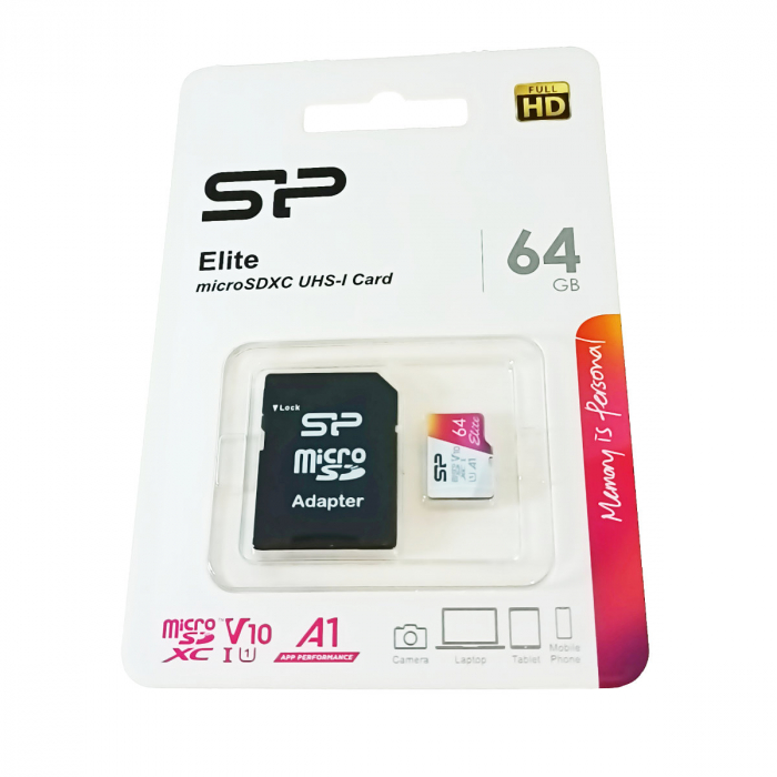 Card de memorie MicroSDXC 64 Gb, Silicon Power Elite, UHS-I U1, A1, clasa 10, cu adaptor [2]