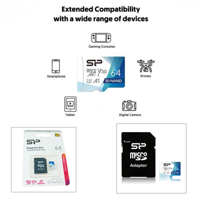 Card de memorie MicroSDXC, Silicon Power, 64 GB, Clasa 30, UHS-I [3]
