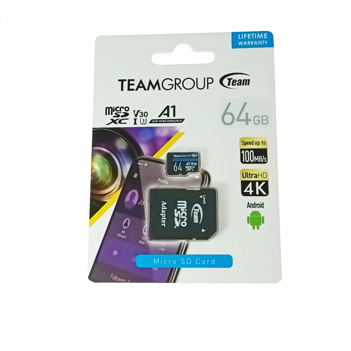 Memorie Team Group A1 microSDXC 64GB, UHS-I Class 3, V30, SD Adaptor [4]