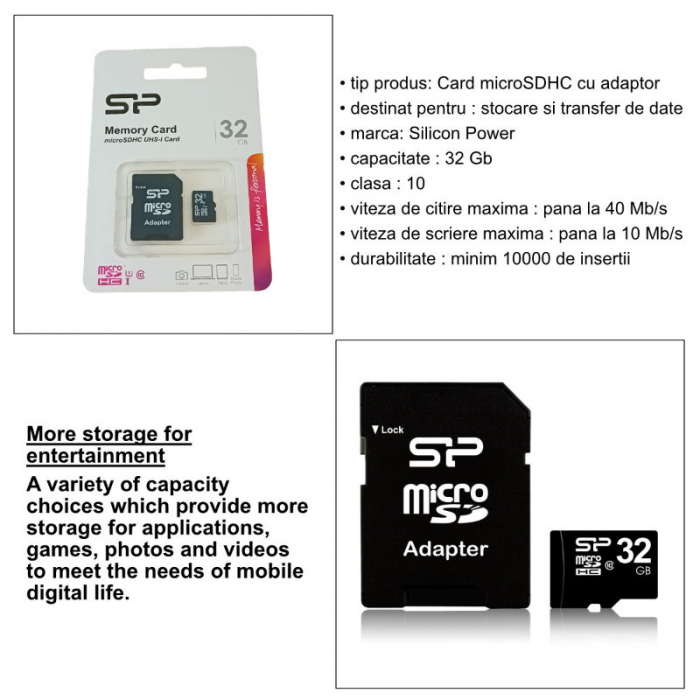 Card de memorie Silicon Power MicroSD 32GB cu Adaptor SDHC, Clasa 10 [5]