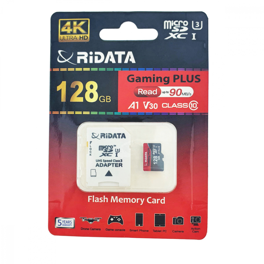 Card memorie 128GB microSDXC UHS-I U3 V30 A1, RiDATA Gaming PLUS, cu adaptor SD, clasa 10, 4K [2]