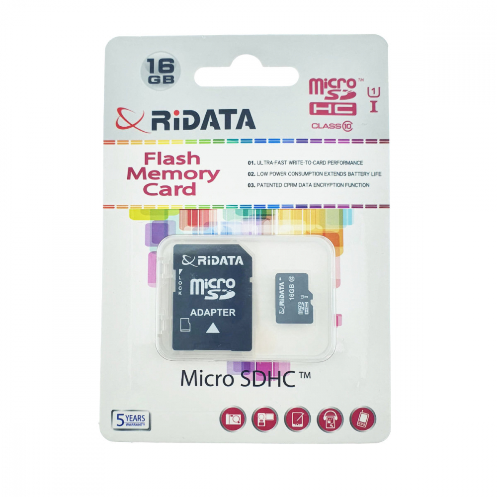 Card memorie 16GB microSDHC UHS-I U1, RiDATA Flash Memory, cu adaptor SD, clasa 10 [1]