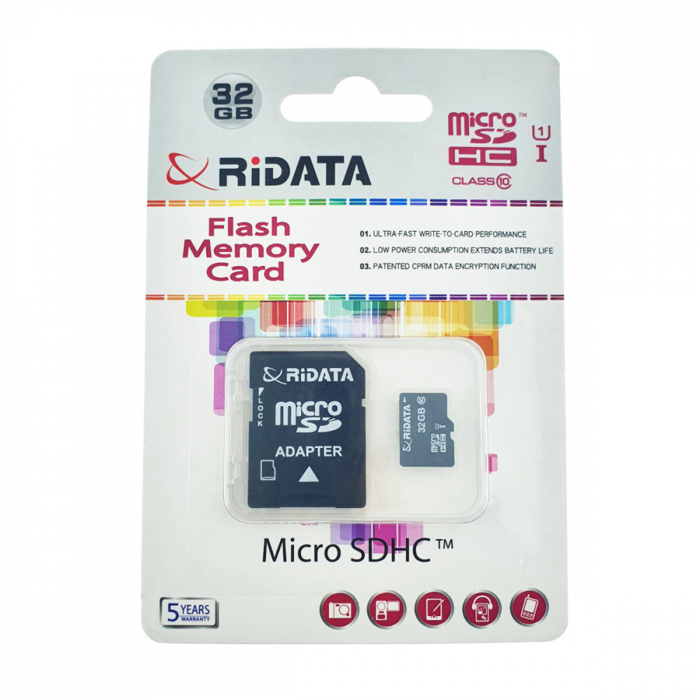 Card memorie 32GB microSDHC UHS-I U1, RiDATA Flash Memory, cu adaptor SD, clasa 10 [1]