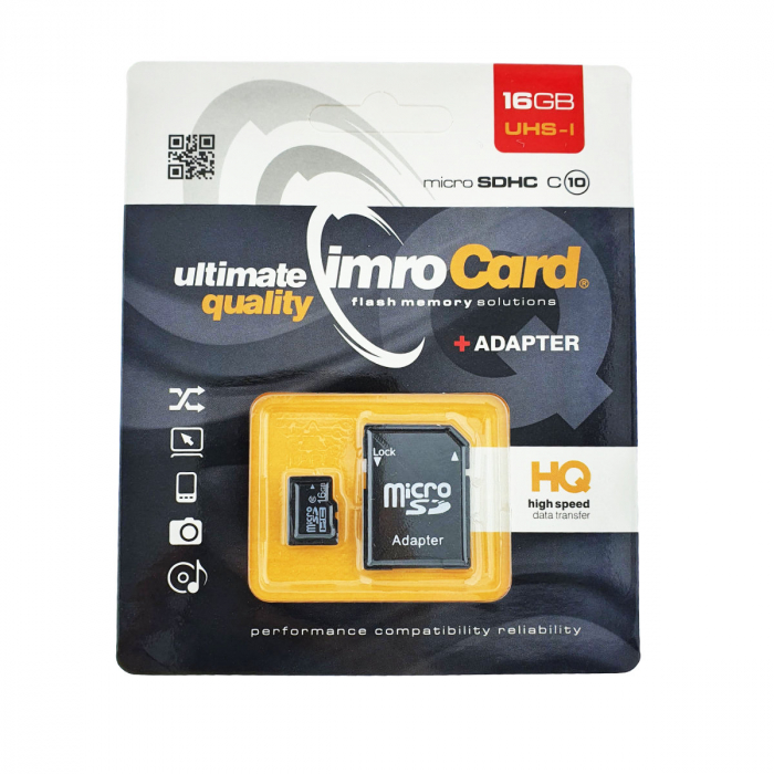 Card Memorie IMRO microSDHC UHS-I, 16GB Clasa 10 cu Adaptor, in blister [2]