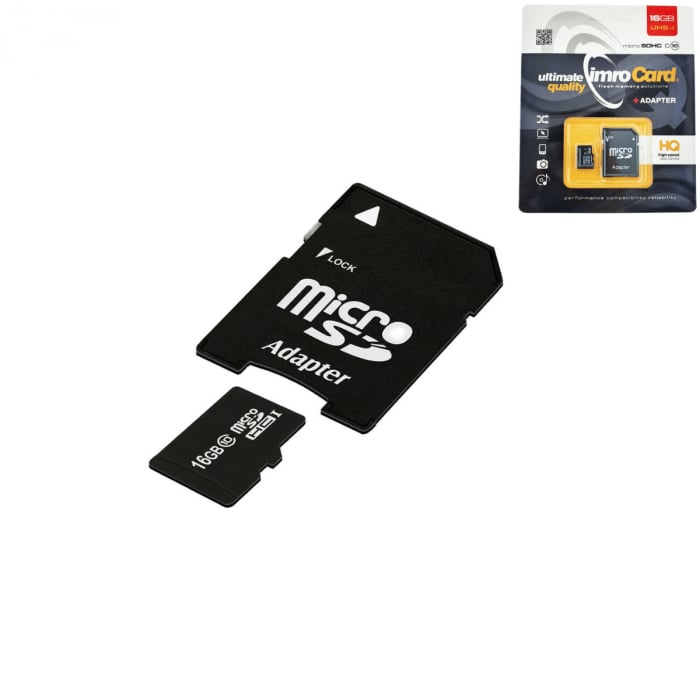 Card Memorie IMRO microSDHC UHS-I, 16GB Clasa 10 cu Adaptor, in blister [1]