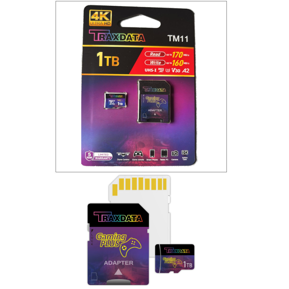 Card Memorie microSDXC 1 TB Traxdata Gaming Plus, U3, V30, A2, cu Adaptor SD, pentru Telefoane, Console, Camera 4K [2]