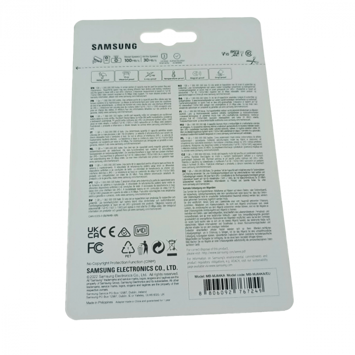 Card microSDHC 64 Gb, Samsung Pro Endurance, U1, V10, 100/30/Mb/s, cu adaptor [6]