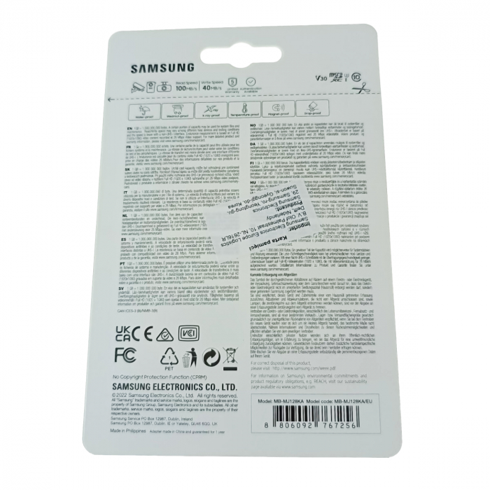 Card microSDXC 128 Gb, Samsung Pro Endurance, U3, V30, 100/40/Mb/s, cu adaptor [6]