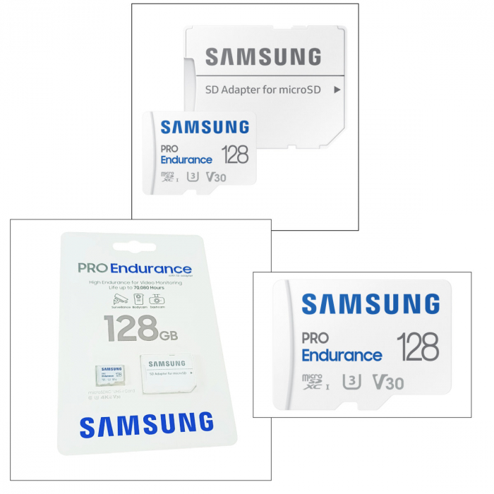 Card microSDXC 128 Gb, Samsung Pro Endurance, U3, V30, 100/40/Mb/s, cu adaptor [3]