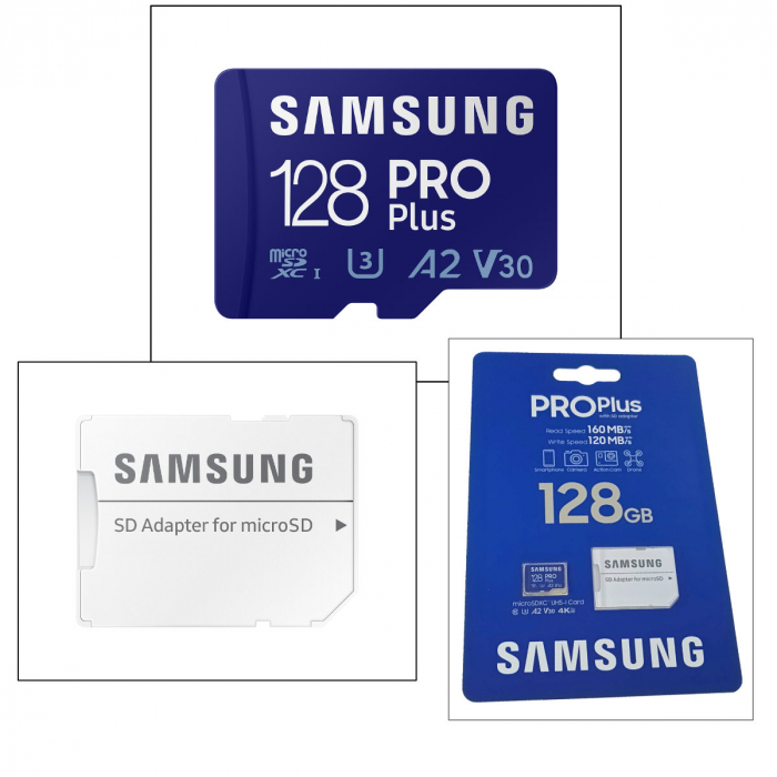Card microSDXC 128 Gb, Samsung Pro Plus, U3, A2, V30, 160/120/Mb/s, cu adaptor [3]