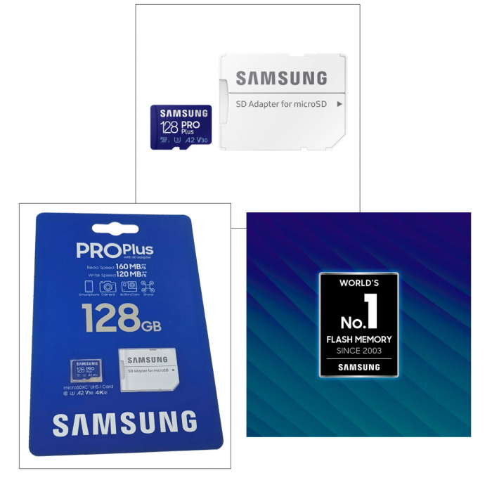 Card microSDXC 128 Gb, Samsung Pro Plus, U3, A2, V30, 160/120/Mb/s, cu adaptor [4]