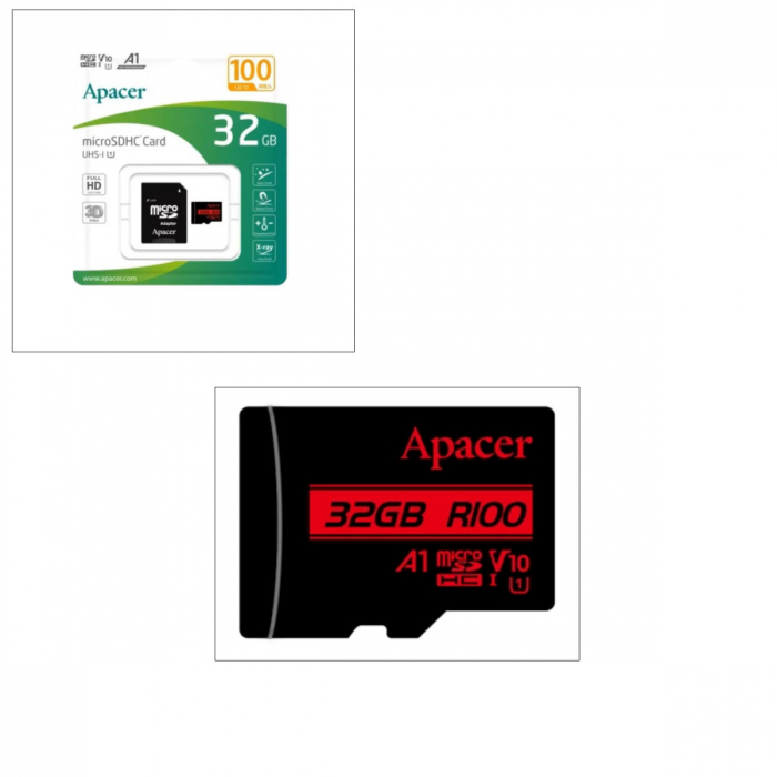 Card microSDXC 32 GB, UHS-I U1, V10, A1, Apacer, cu adaptor SD, up to 100 MB/s [2]
