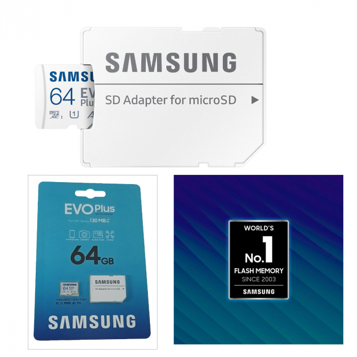 Card microSDXC 64 Gb, Samsung Evo Plus, U1, A1, V10, 130Mb/s, cu adaptor [4]