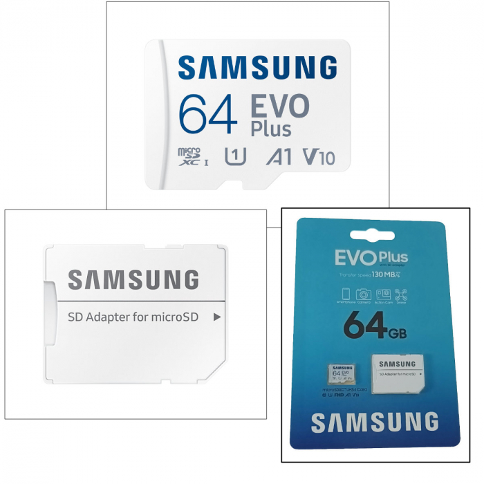 Card microSDXC 64 Gb, Samsung Evo Plus, U1, A1, V10, 130Mb/s, cu adaptor [3]