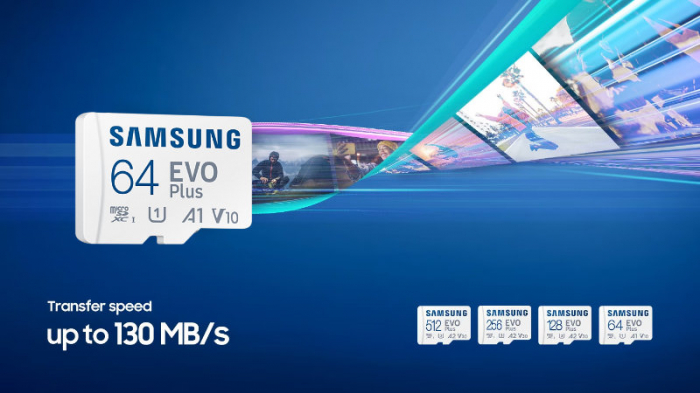 Card microSDXC 64 Gb, Samsung Evo Plus, U1, A1, V10, 130Mb/s, cu adaptor [8]