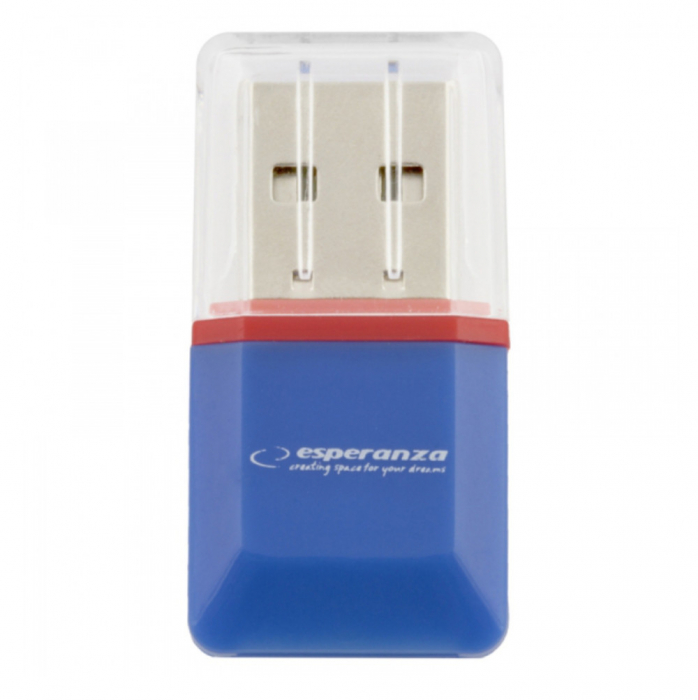 Cititor de carduri MicroSD Esperanza, USB 2.0, Albastru [2]