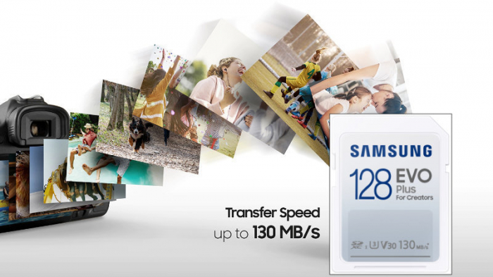 Card SDXC 128 Gb, Samsung Evo Plus for Creators, U3, V30, 130Mb/s [8]