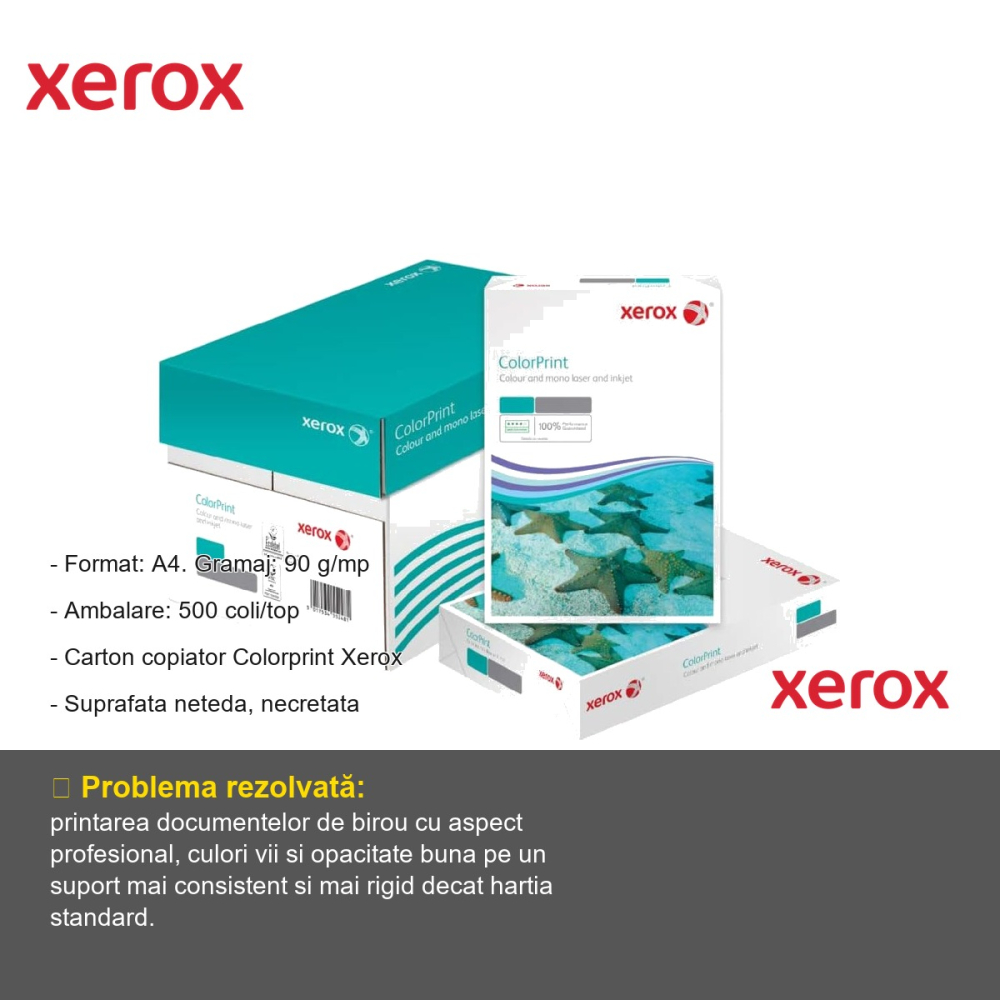 Carton copiator Xerox Colorprint A4, 90 g/mp, alb intens, 500 coli/top, compatibil laser, inkjet si copiatoare [2]