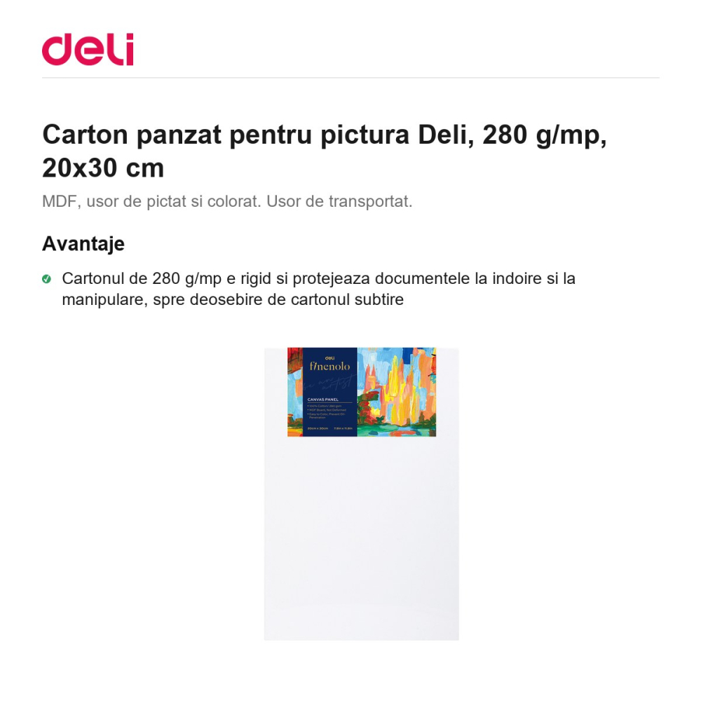 Carton panzat pentru pictura Deli, 280 g/mp, 20x30 cm [2]