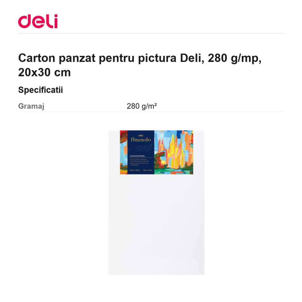 Carton panzat pentru pictura Deli, 280 g/mp, 20x30 cm [3]