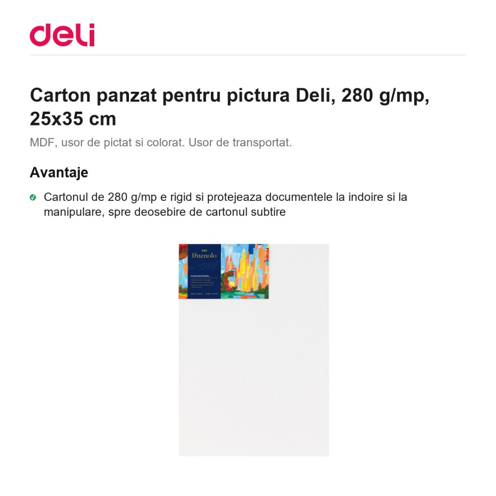 Carton panzat pentru pictura Deli, 280 g/mp, 25x35 cm [2]