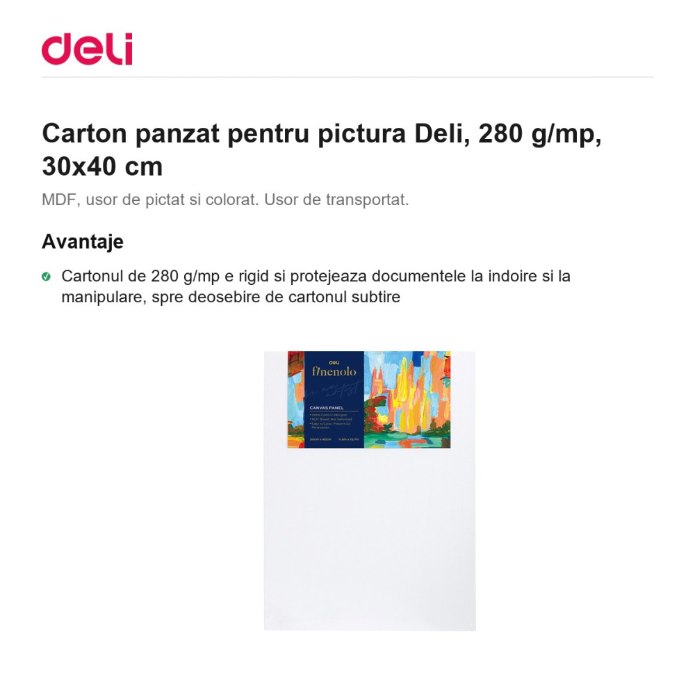 Carton panzat pentru pictura Deli, 280 g/mp, 30x40 cm [2]
