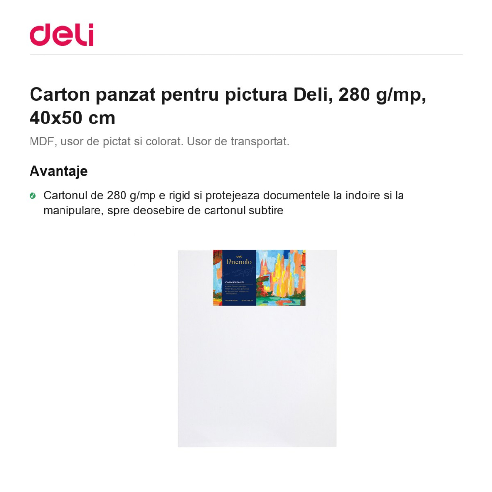 Carton panzat pentru pictura Deli, 280 g/mp, 40x50 cm [2]